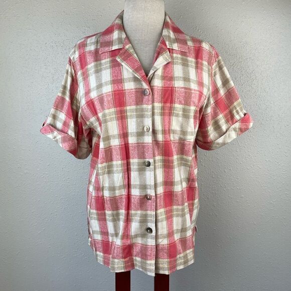 Erin London Silk Flannel Style Button Down Shirt Size M EUC - Picture 1 of 6